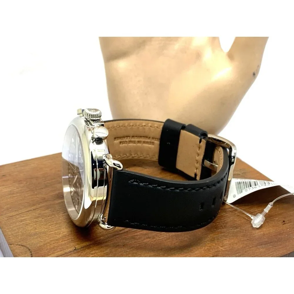 Shinola Men's Watch S0120109242 Quartz Chronograph Black Dial Leather Strap 47mm